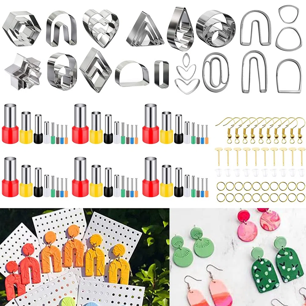 AIFUDA - 134 cortadores de arcilla polimérica, 16 formas, 48 moldes en forma de círculo y 50 accesorios para aretes