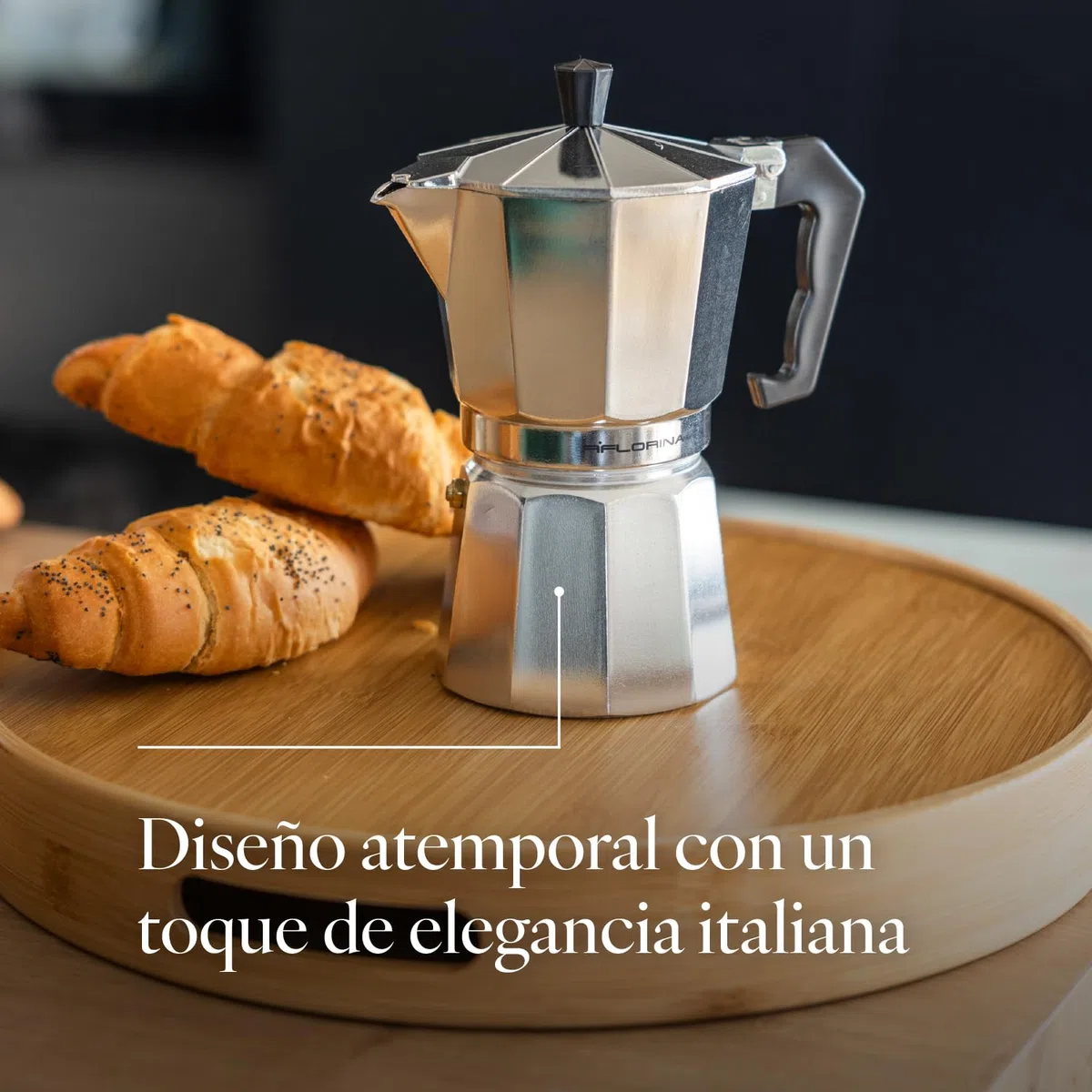 Florina Cafetera Italiana 6 Tazas (150 ml) I Cafetera Italiana Inducción de Aluminio GRANDE I Cafetera Moka para Preparar Café Espresso Italiano I Apta para Cocina de Cerámica, Eléctrica, Gas