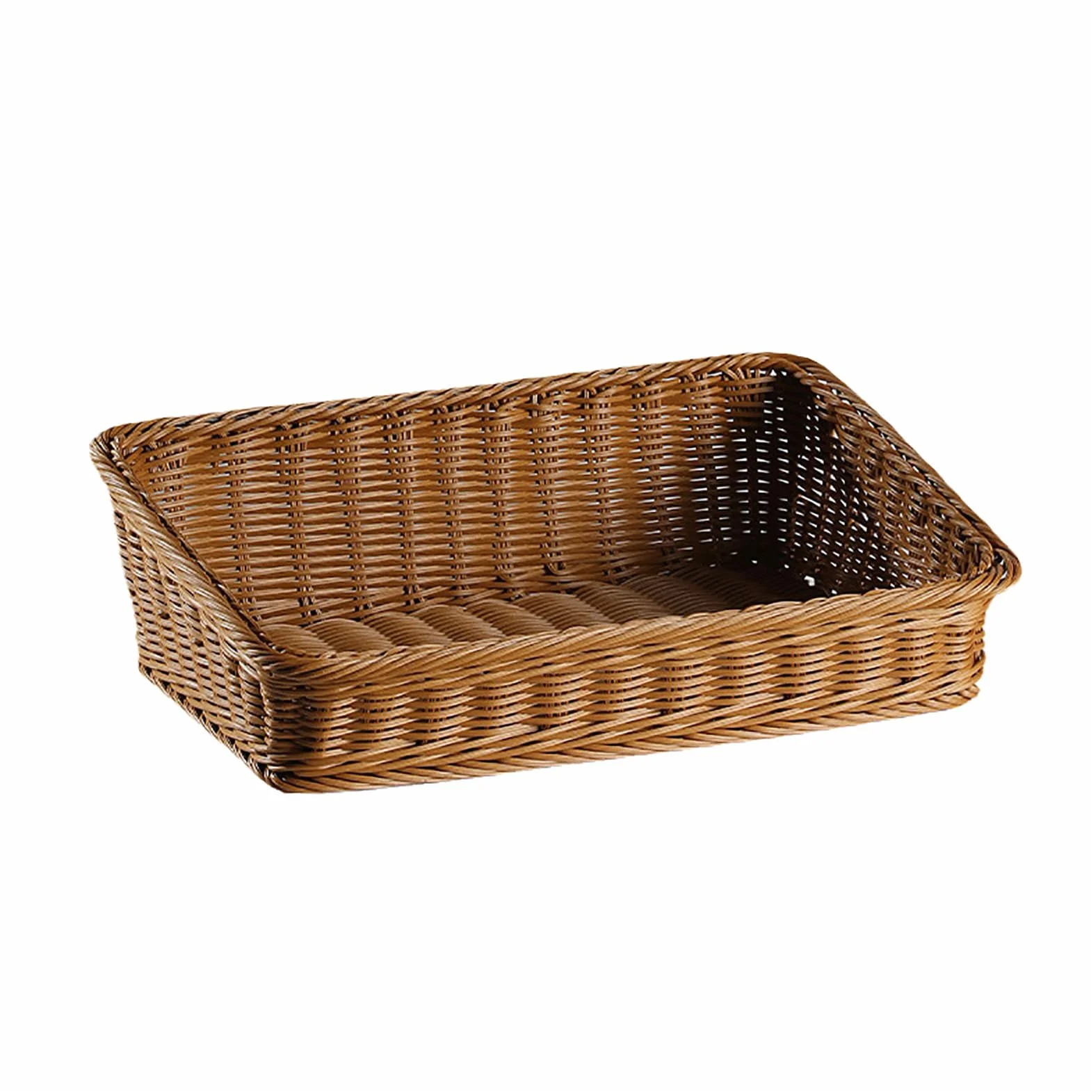Generisch Cesta de almacenamiento de ratán, 40 x 30 x 12 cm, rectangular, multicolor, para guardar frutas y pan, cestas de baño, artículos de cocina y decoración