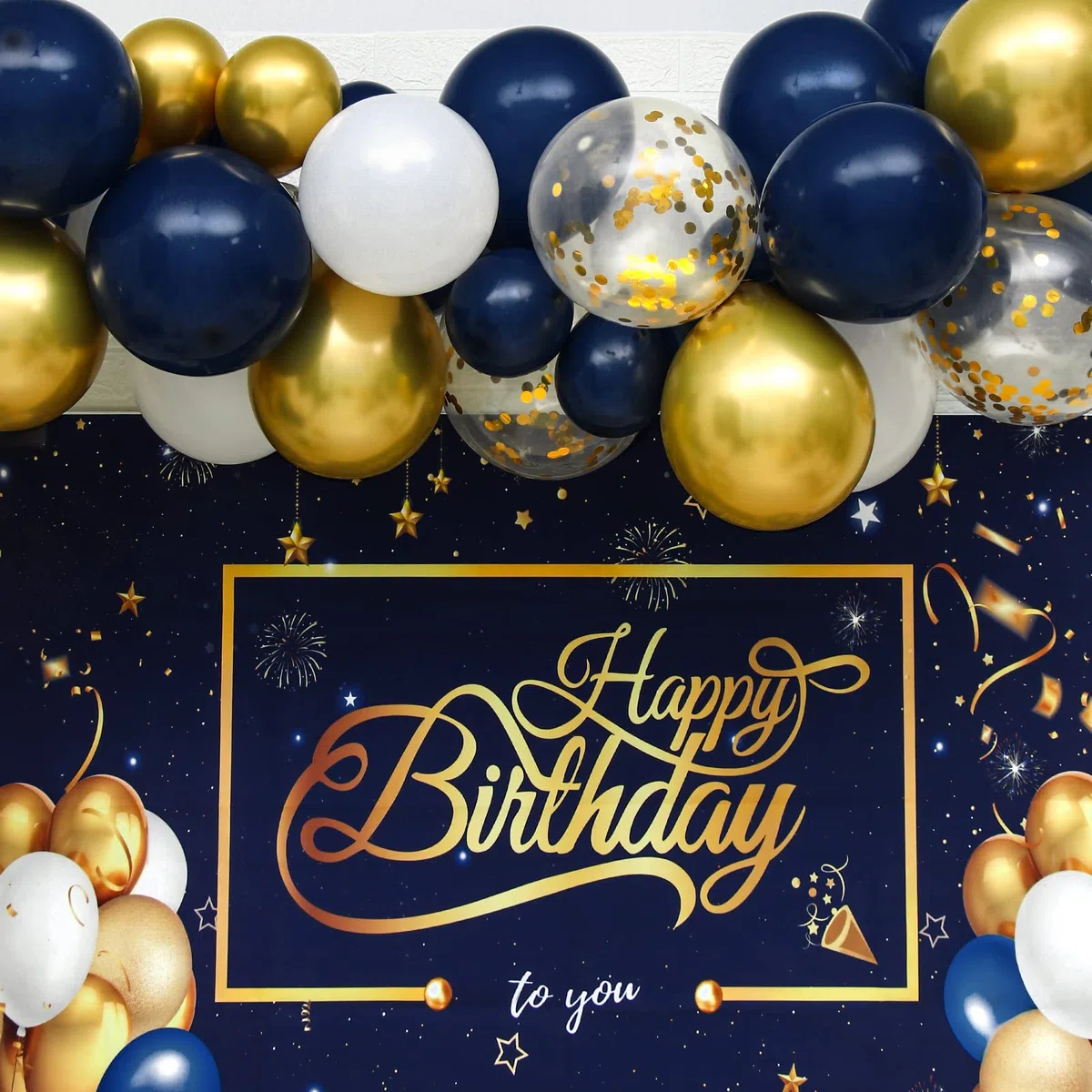 Kit de arco de globo azul marino con fondo,98Pcs kit de arco de guirnalda de globo azul marino para hombres,decoración de fiesta de cumpleaños,baby shower,espacio,telón de fondo de primer cumpleaños