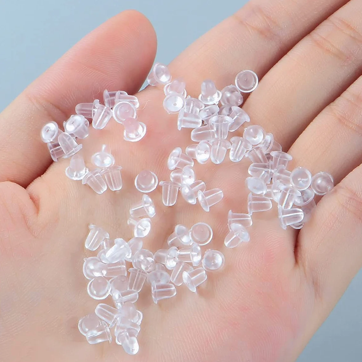 Topes de silicona para pendientes, cierres de pendientes transparentes para mujer, para manualidades (200 piezas, tamaño 4 * 4 mm)