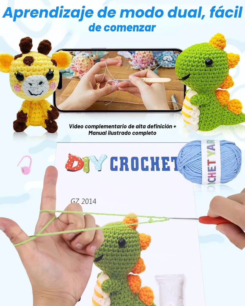 Mixara 6 Piezas Ganchillo Para Principiantes, Crochet Kit Principiantes, Kit Ganchillo, Kit De Ganchillo Para Adultos Principiantes, Para Diy y Tejido a Mano