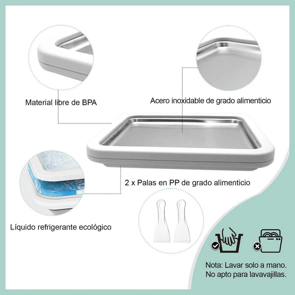 Heladeras Hacer Helado con 2 Espátulas, Maquina de Helados, Ice Cream Maker para Sorbete Yogurt congelado Gelato (blanco, Una talla)