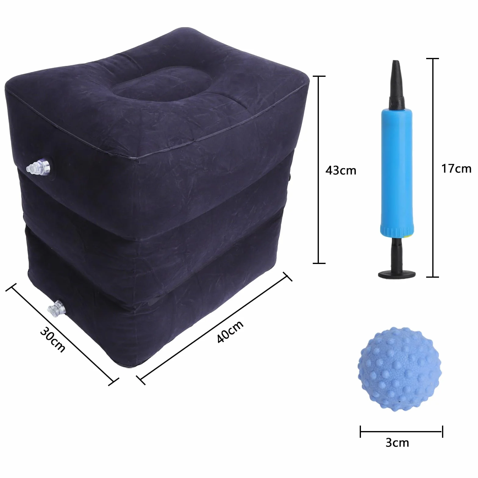 30 x 40 x 43 cm Cubo de almacenamiento, cojín inflable para piernas, cubo de disco intervertebral hinchable, cojín elevador de piernas, cubo de almacenamiento de niveles, taburete inflable, incluye