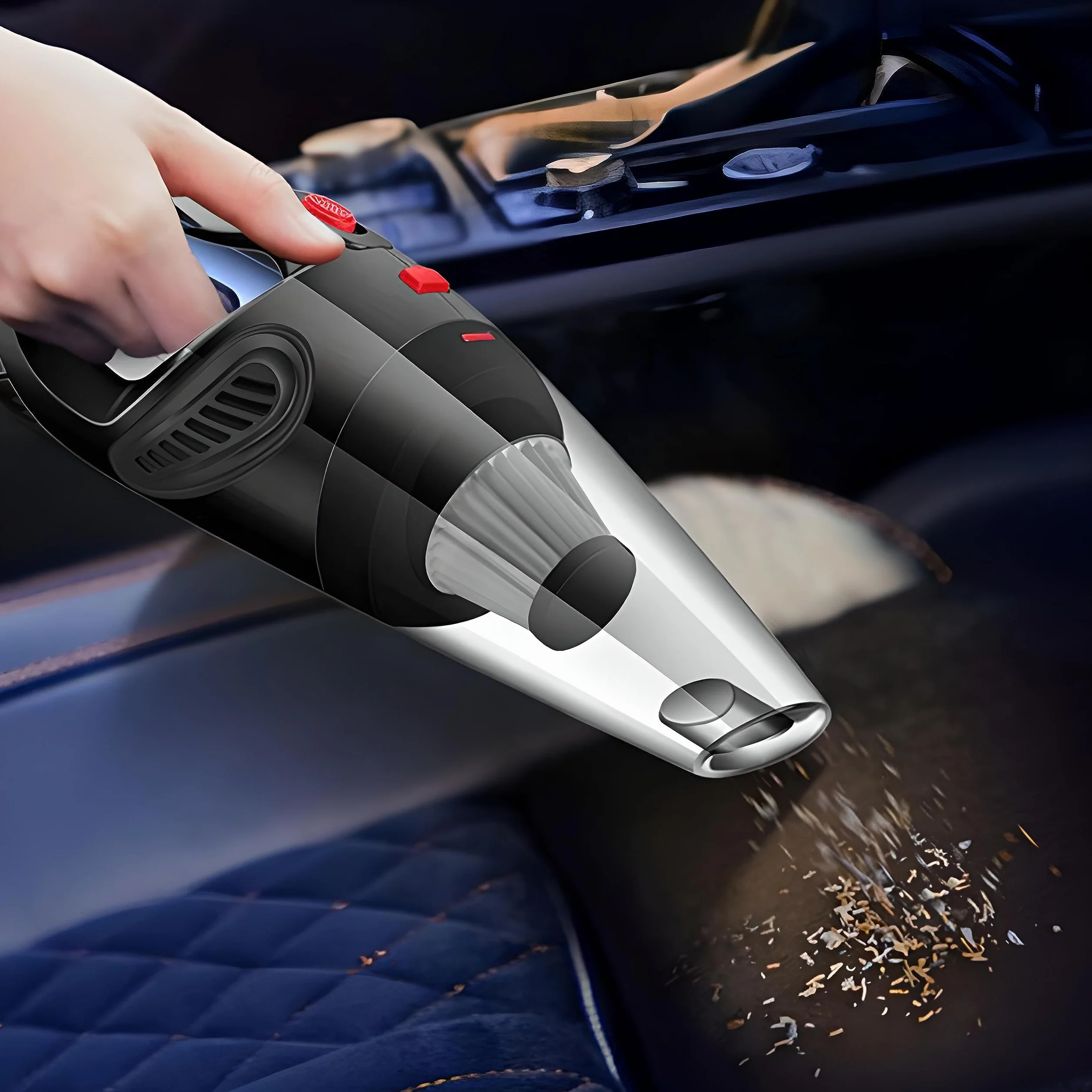 Retoo Aspiradora de Mano para Coche 120W 12V, con Filtro HEPA Reutilizable, Potente Succión 4200 Pa, con Accesorios Intercambiables, Cable de 4,8m, Compacta y Silenciosa