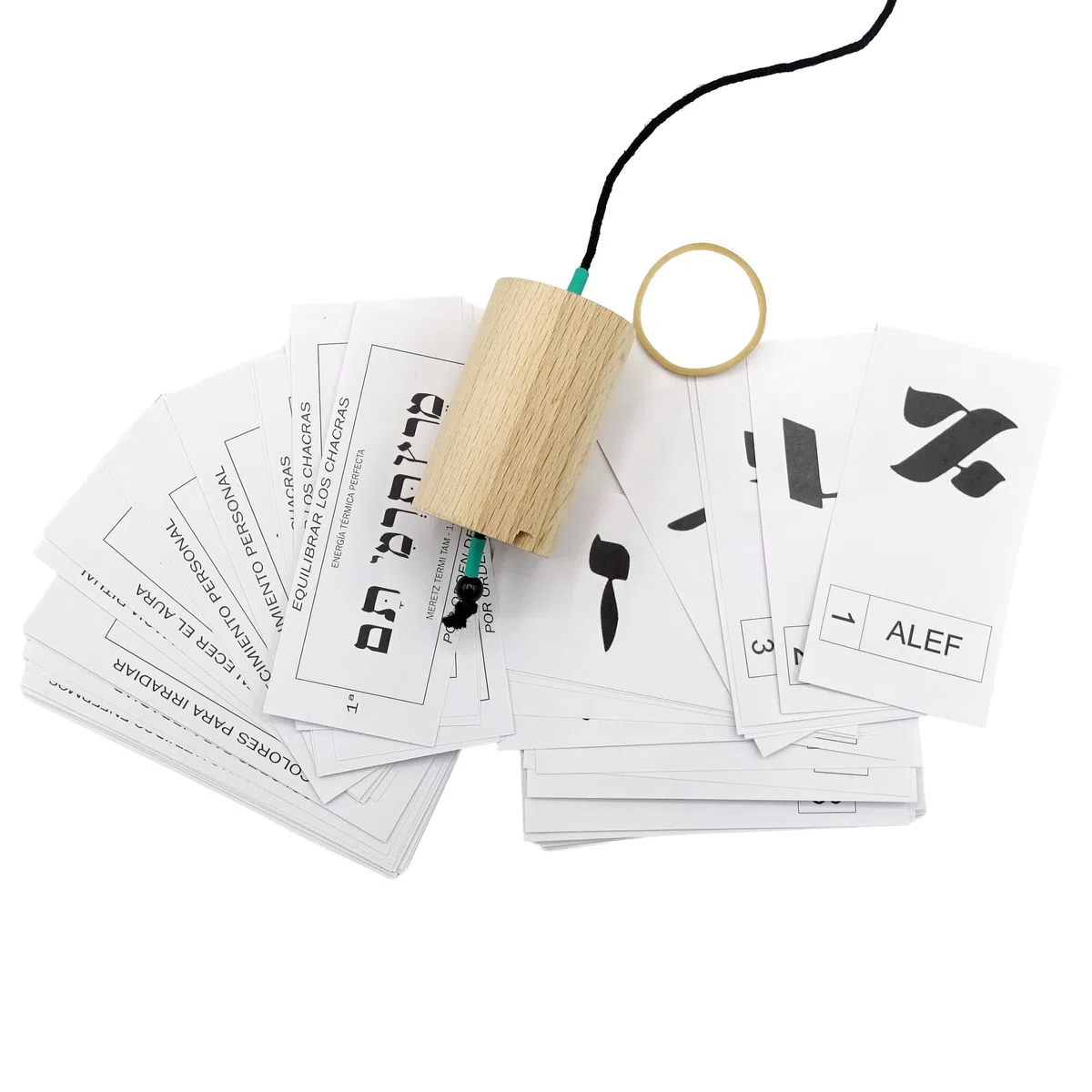 Péndulo Hebreo de Madera de Haya con Tarjetas