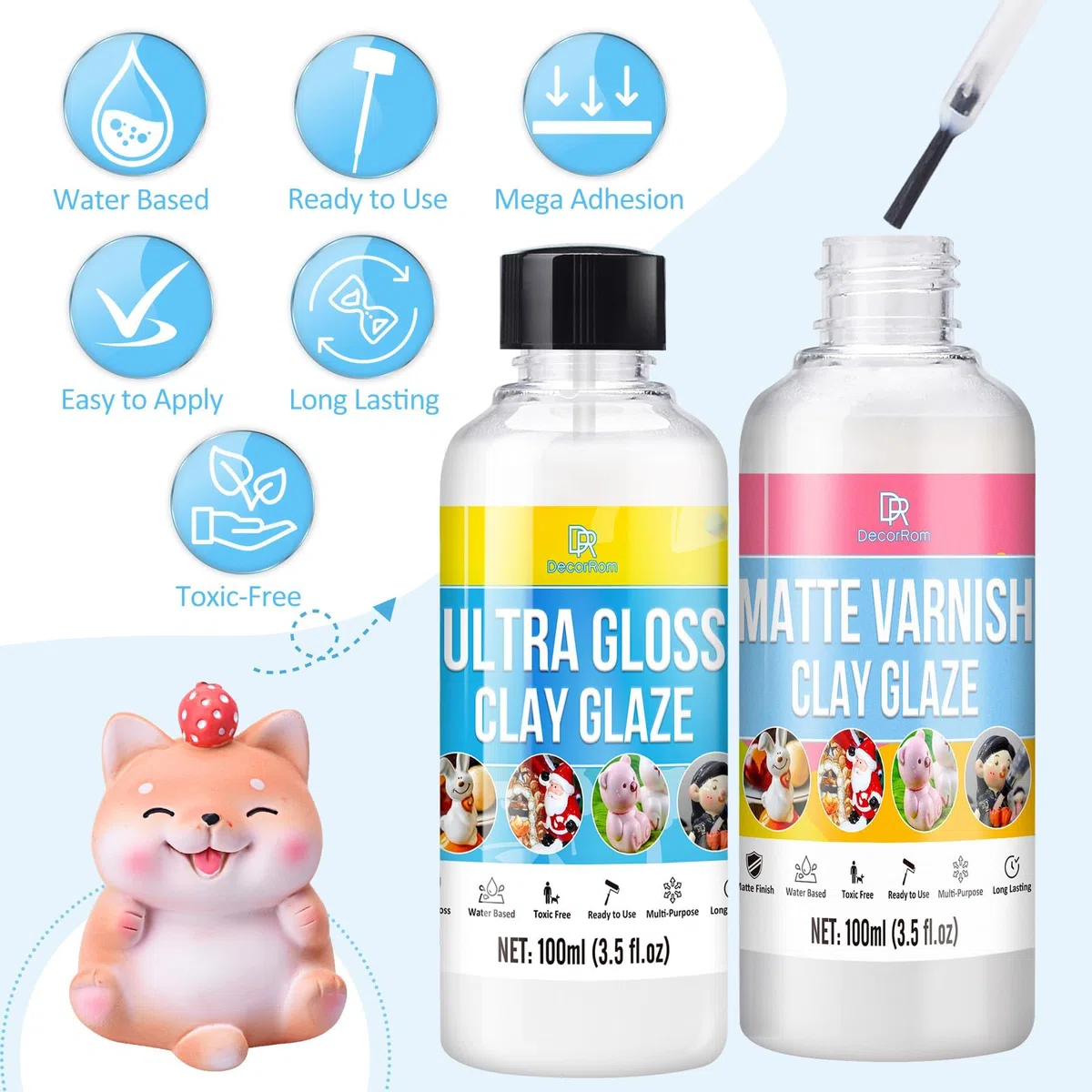 Barniz para Arcilla de Secado al Aire 200ml - Sellador Cerámico Protector Impermeable Antigrietas - Ideal para Arcilla Polimérica, Cerámica, Porcelana y Manualidades (Brillante y Mate)