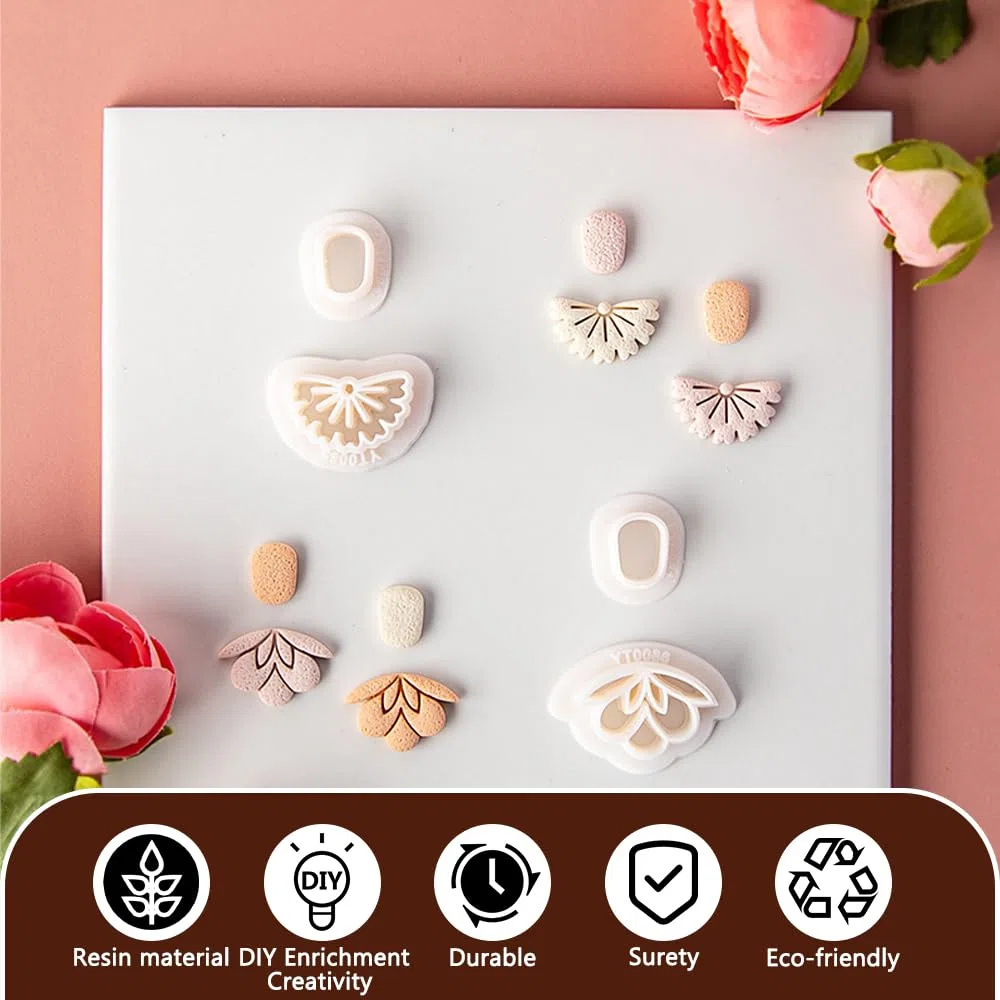 7 PCS Cortadores de Aretes de Arcilla Cortadores de Arcilla Polimérica Aretes de Arcilla Pendientes Troqueles Polymer Clay Cutters para Pendientes y Otras Artesanías (Forma de la flor)