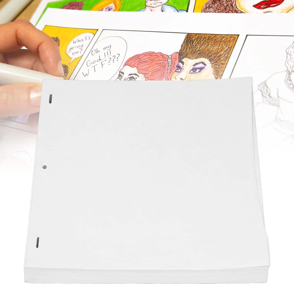 Hztyyier 200 Hojas de Papel de Dibujo, Papel de Posicionamiento de Animación Perforado Translúcido para Papel de Dibujo y Encuadernación Cosida