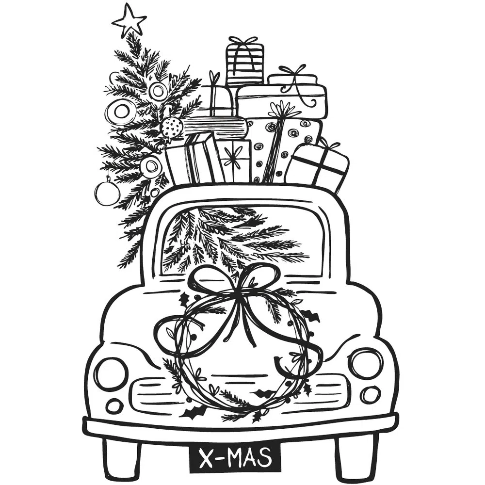 Rayher Sello 'Conduciendo a casa por Navidad', 7x10 cm, manualidades, 29140000