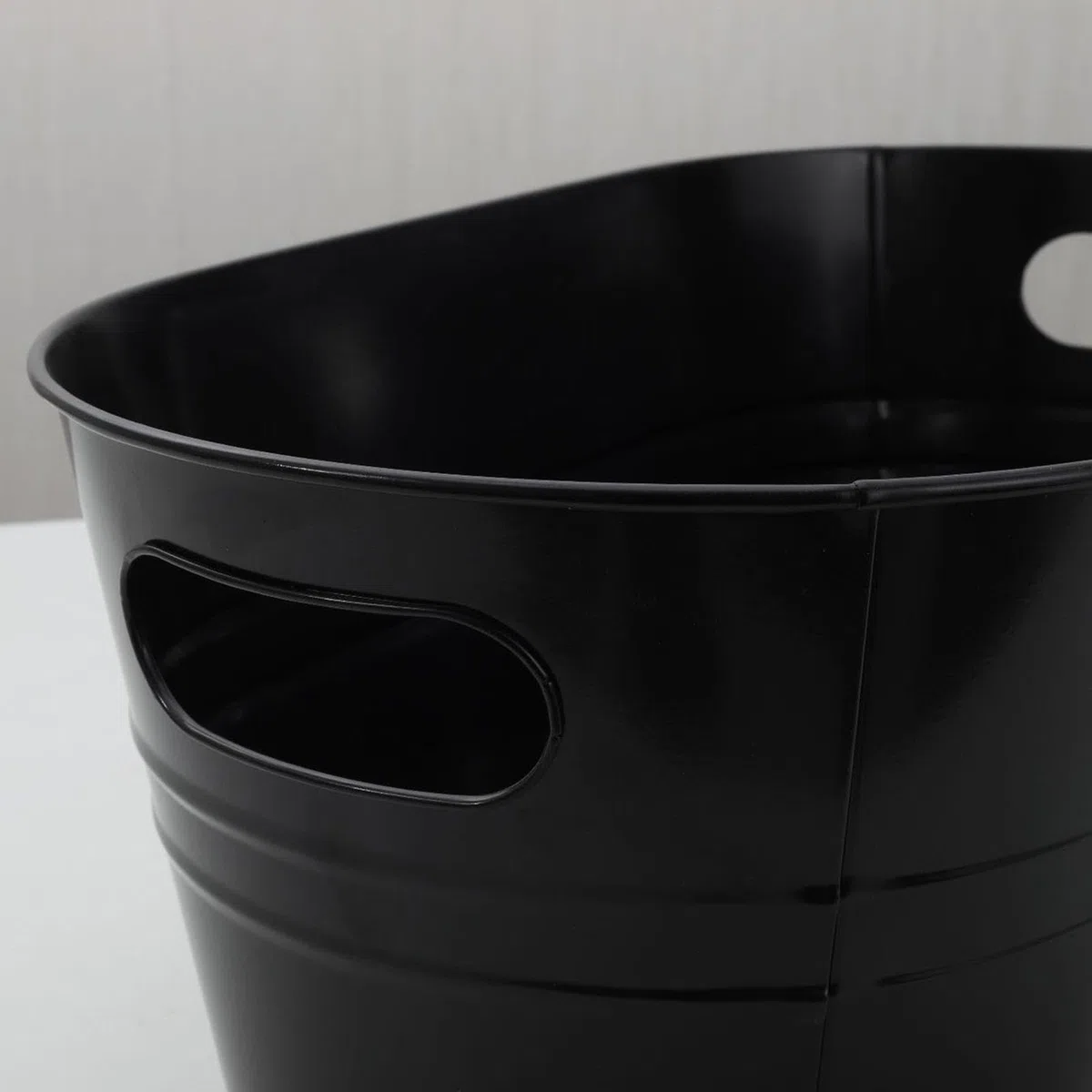 Cubo Ovalado de Hielo, Enfriador de Bebidas Clásico, Contenedor Galvanizado para, Negro, Individual