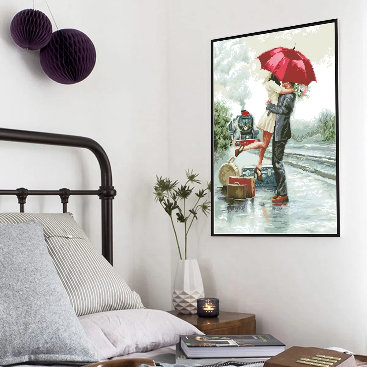 cukol cukol Kit Punto de Cruz con Hilos y Tela Impresa Completo 43x58 cm | Patrones de Pareja Romántica Cuadros 11, Esquemas de Bordado Principiantes, Manualidades DIY para Decoracion Hogar