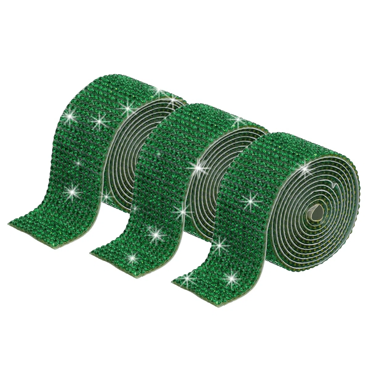QUARKZMAN 3 Rollos 1" 3 Yardas Cinta Adhesiva de Diamantes de Imitación de Cristal para Proyectos de Arte y Manualidades Tartas de Boda Decoraciones de Cumpleaños Verde Oscuro