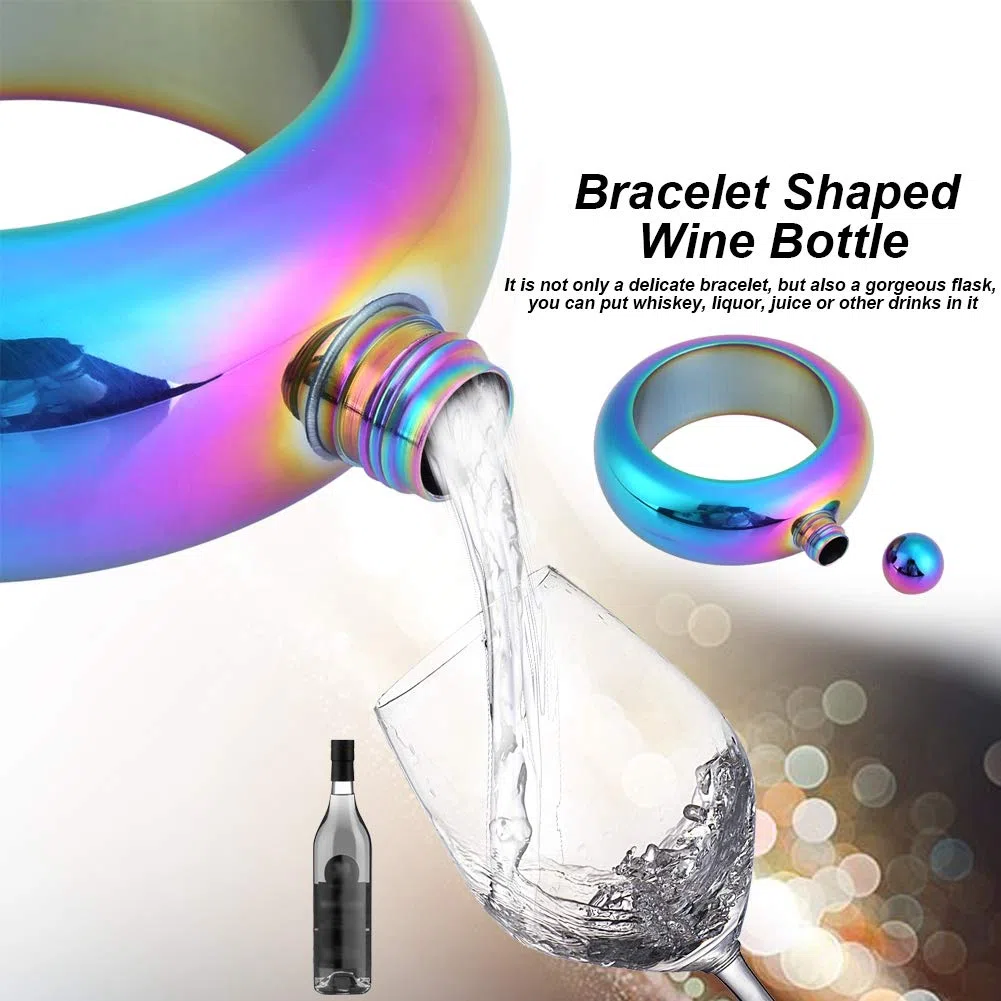 Petaca de Whisky Vino Brazalete, 100ml 304 Acero Inoxidable petaca pulsera mujer para Mujer Botellas Vino con Embudo para Guardar Whisky Alcohol para Festivales Fiestas Conciertos