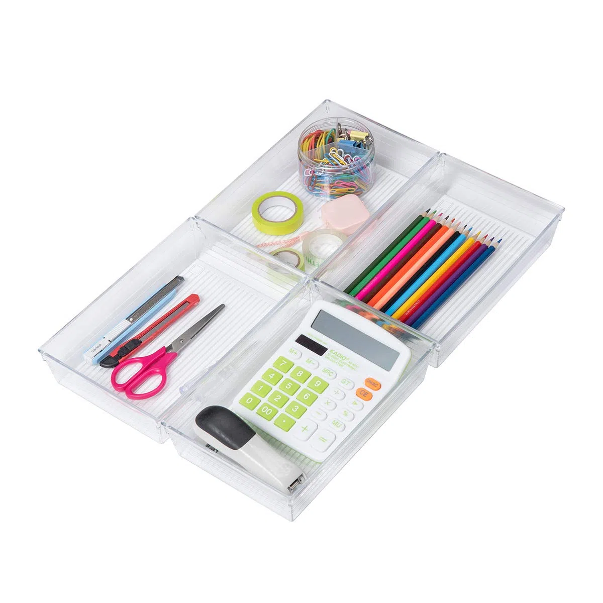 Bandeja organizadora de plástico transparente para gabinete de vanidad (4 x 16 x 2 cm) para oficina, baño y maquillaje