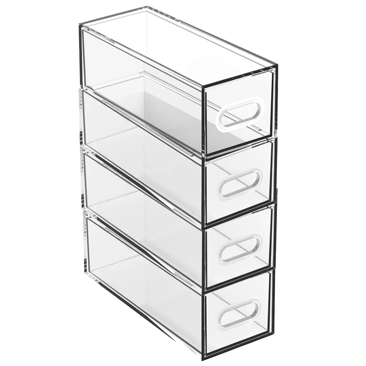 TIENDA EURASIA - Cajonera Plástico Transparente, Organizador de Escritorio Modular, Util para Oficina, Baño (4 cajones, 7 x 17 x 22 cm)