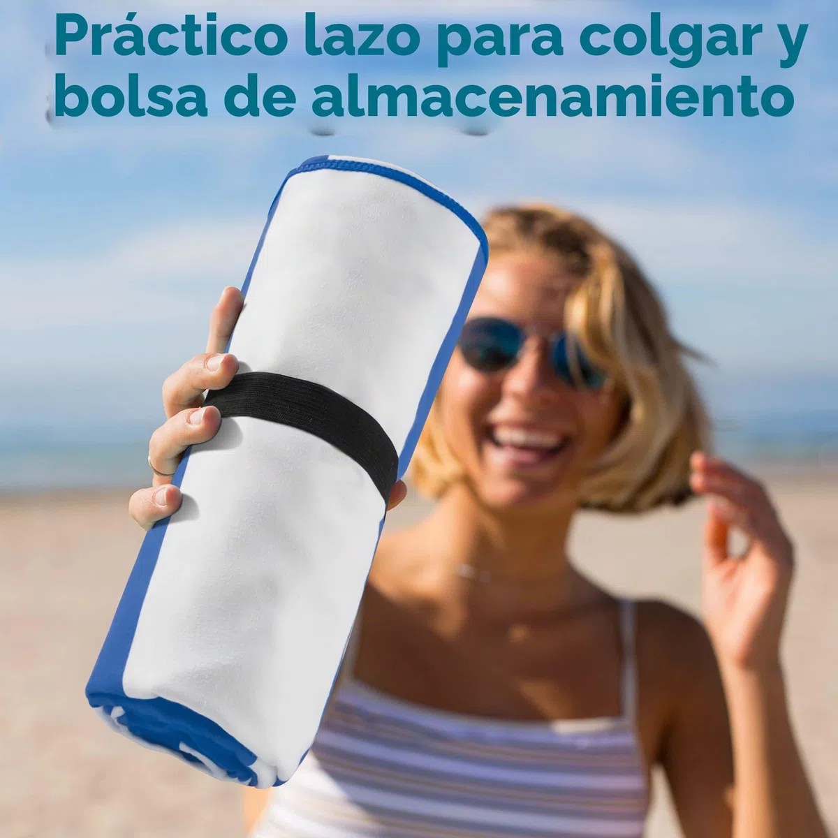 Toalla Playa XXL 200x145 cm, Toalla Grande De Microfibra De Secado RáPido, Toalla De BañO Sin Arena, Manta De Playa Mujer (Azul Oscuro)