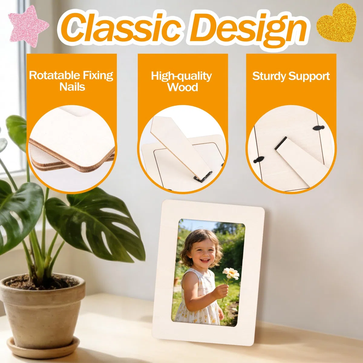 10 marcos de madera para pintar para niños,Kit de manualidades DIY para diseñar tus propios marcos de fotos de 19 x 14 cm,con 12 rotuladores y pegatinas, Ideal para cumpleaños infantiles, manualidades