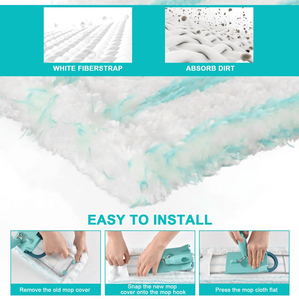VINATO Pack 3 Recambios para Fregona Leifheit Profi XL, Fundas de Microfibra de Alto Grosor - Alta Absorción, Lavables Máquina