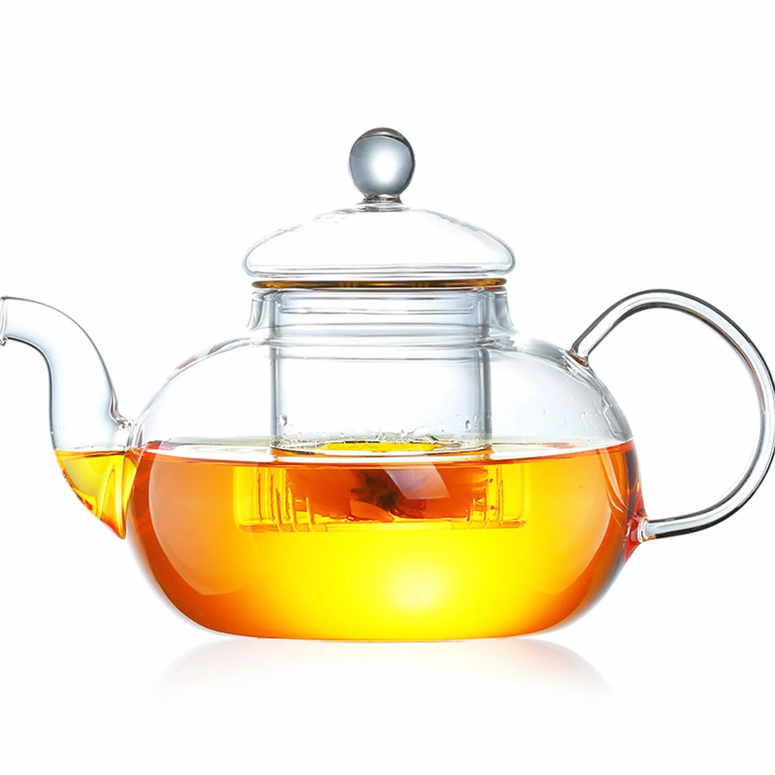 Tetera de cristal, pequeña tetera con colador de té extraíble, de cristal, resistente al calor y al microondas, para preparar té suelto, 400 ml