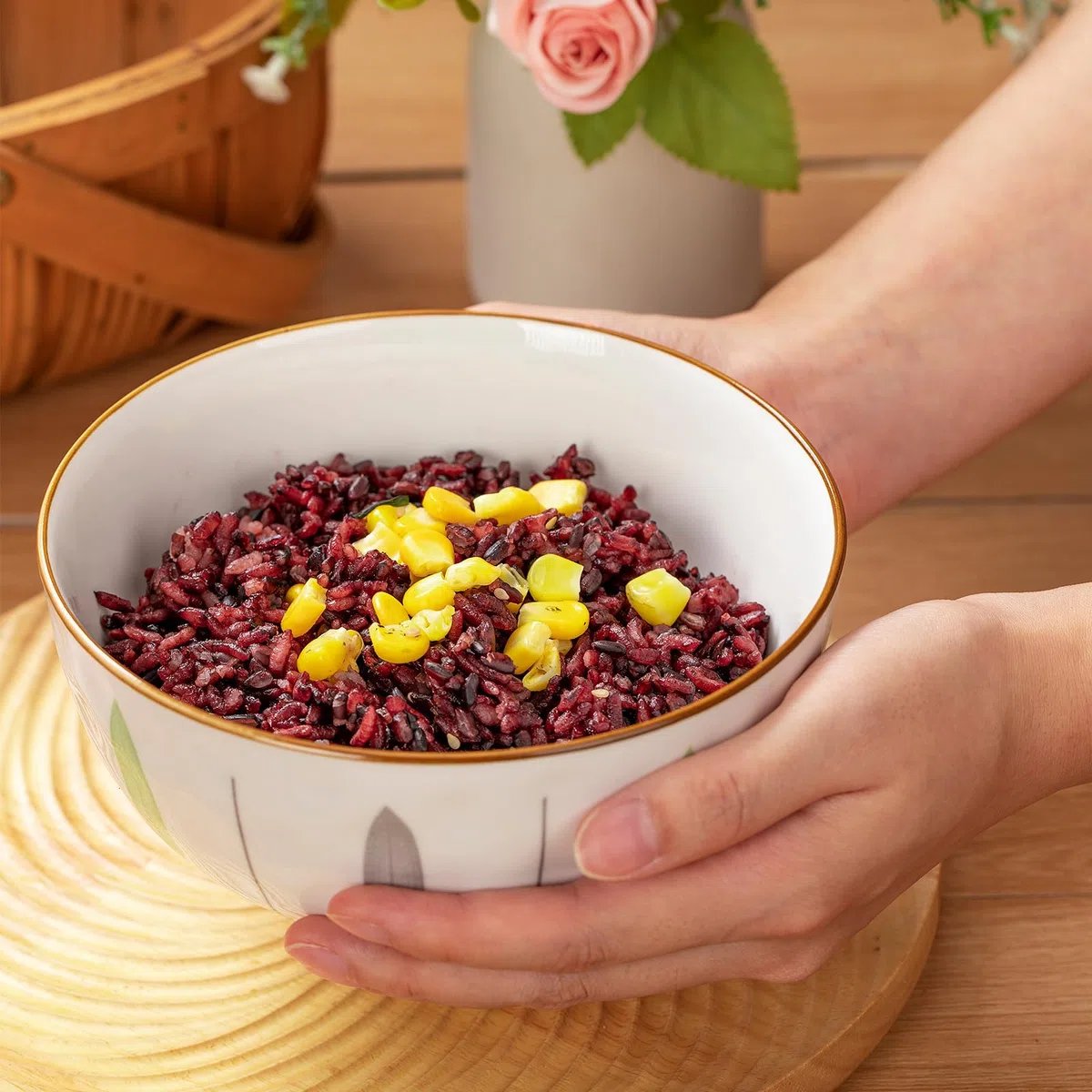 Juego de 4 cuencos de cereales, cuencos de postre, cuenco de cereales de 700 ml, cuenco de cerámica para cereales, juego de cuencos para ensalada, sopa, pasta, microondas y horno, 15,5 cm
