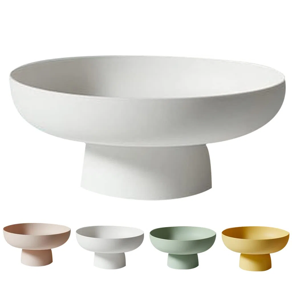 KLOVA Plato de frutas redondo de drenaje para frutas, contenedor de estilo moderno para encimera de cocina, centro de mesa, plato de frutas, centro de mesa