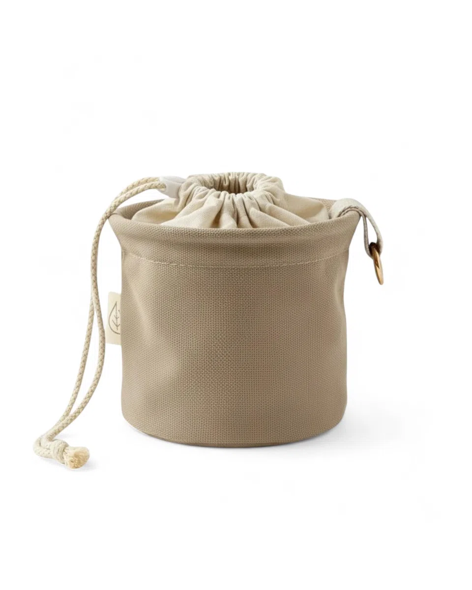 LIVLIG Bolsa para pinzas de la ropa de tela de lona de, con cordón y mosquetón, suficiente espacio para hasta 60 pinzas, bolsa duradera para pinzas de la ropa, beige