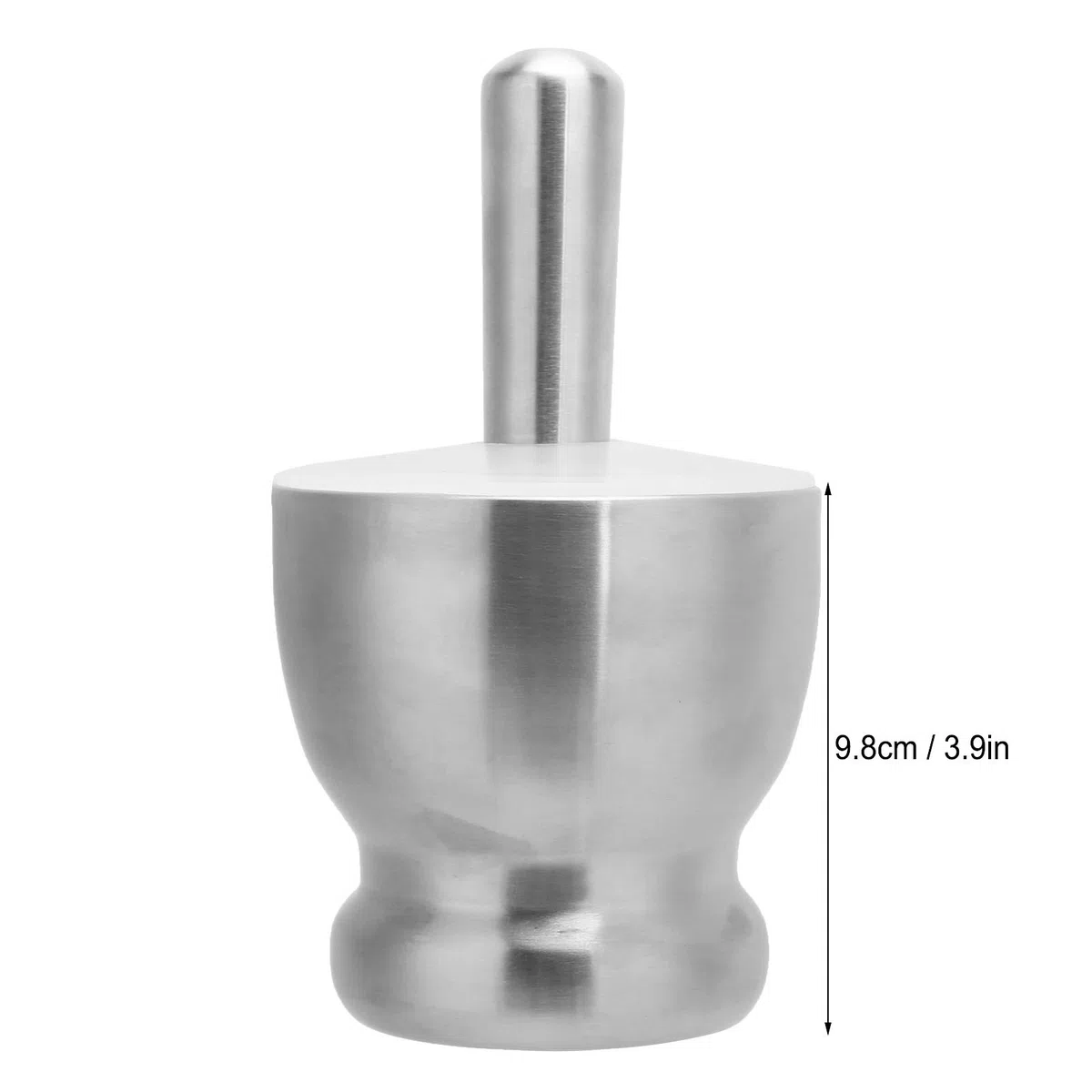 Mortero y Maja de Acero Inoxidable con Tapa de Silicona, Triturador de Ajo, Especias y Hierbas, Juego de Molinillo Manual con Base Antideslizante, Diseño Ergonómico para Cocina, Fácil de Limpiar