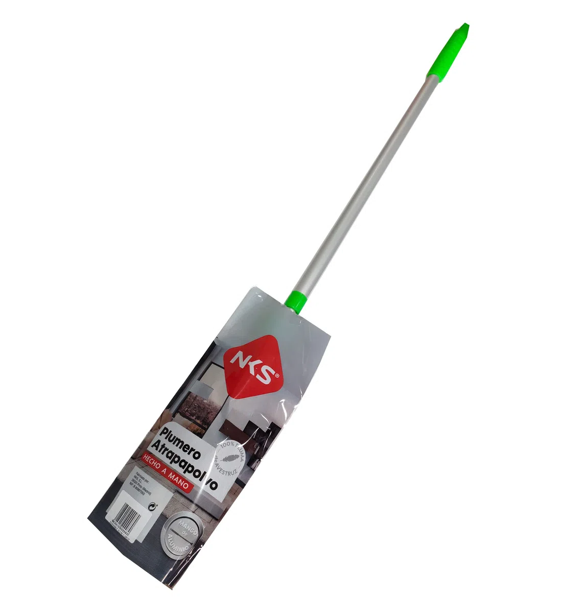 Clim Profesional - Plumero de Avestruz Fabricado en España con Mango Extensible de Aluminio 110CM. Plumas Naturales Antiestático. Elimina Polvo y Suciedad