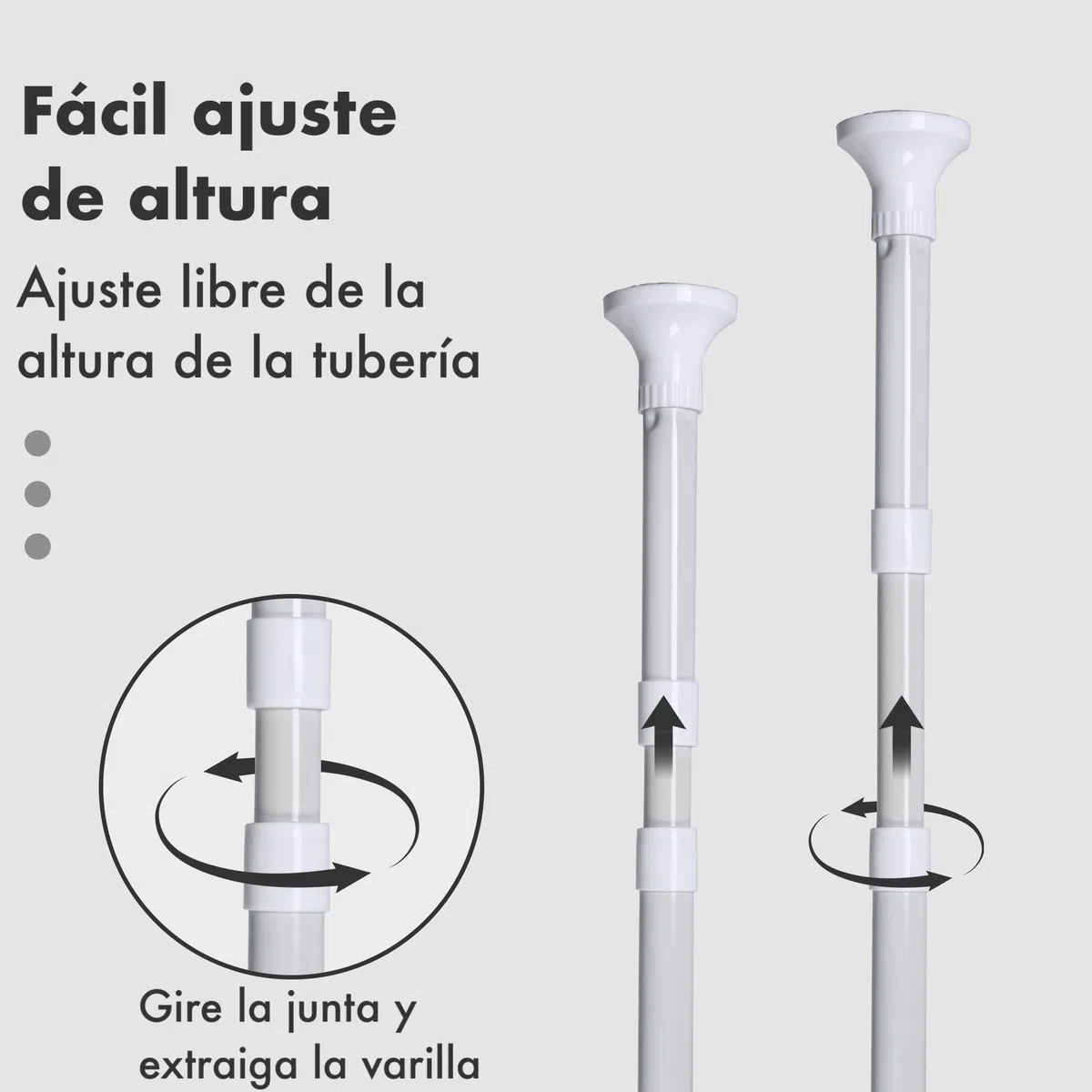 T-LOVENDO.ES Estantería de esquina ducha o bañera telescópica sin taladro de pie esquinera. Extensible altura ajustable. 4 baldas. Desde 85cm a 260cm. Acero y plástico. Blanca