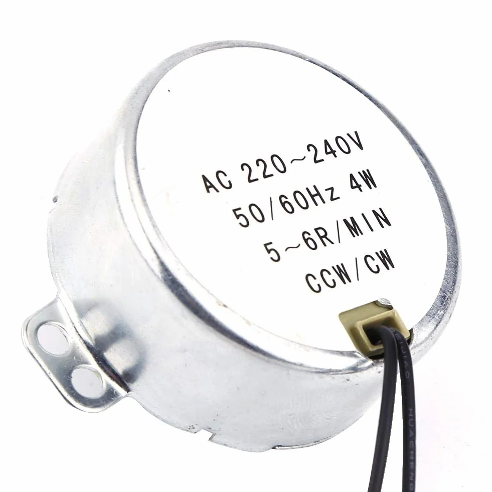 Motor síncrono, 1 unidad 220-240V CA 4W ​​CW/CCW 4W 50/60Hz Motor síncrono Motorreductor para mecanismo de ventilación de ventilador eléctrico, calentador(5-6RPM)