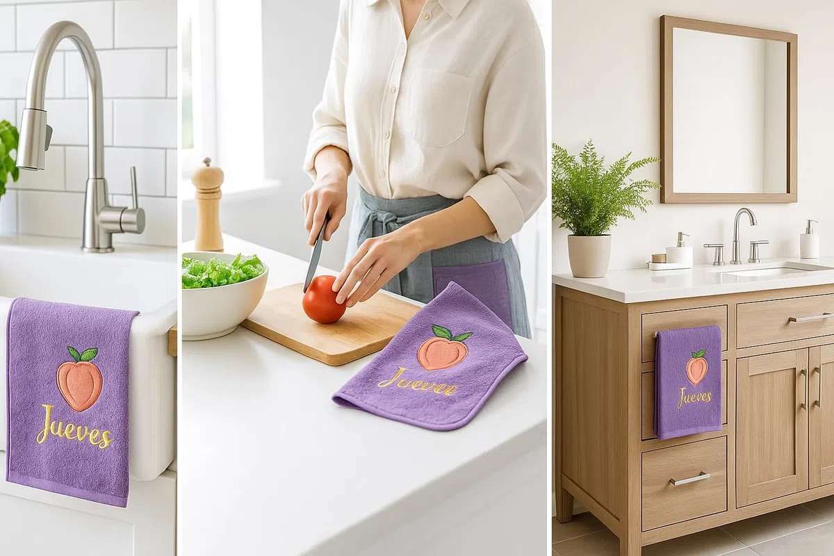 Genérico Paños de Cocina 100% Algodón (6 Unidades, 50×50 cm) – Bordados con Días de la Semana – Paños Absorbentes y Duraderos para Hogar y Cocina