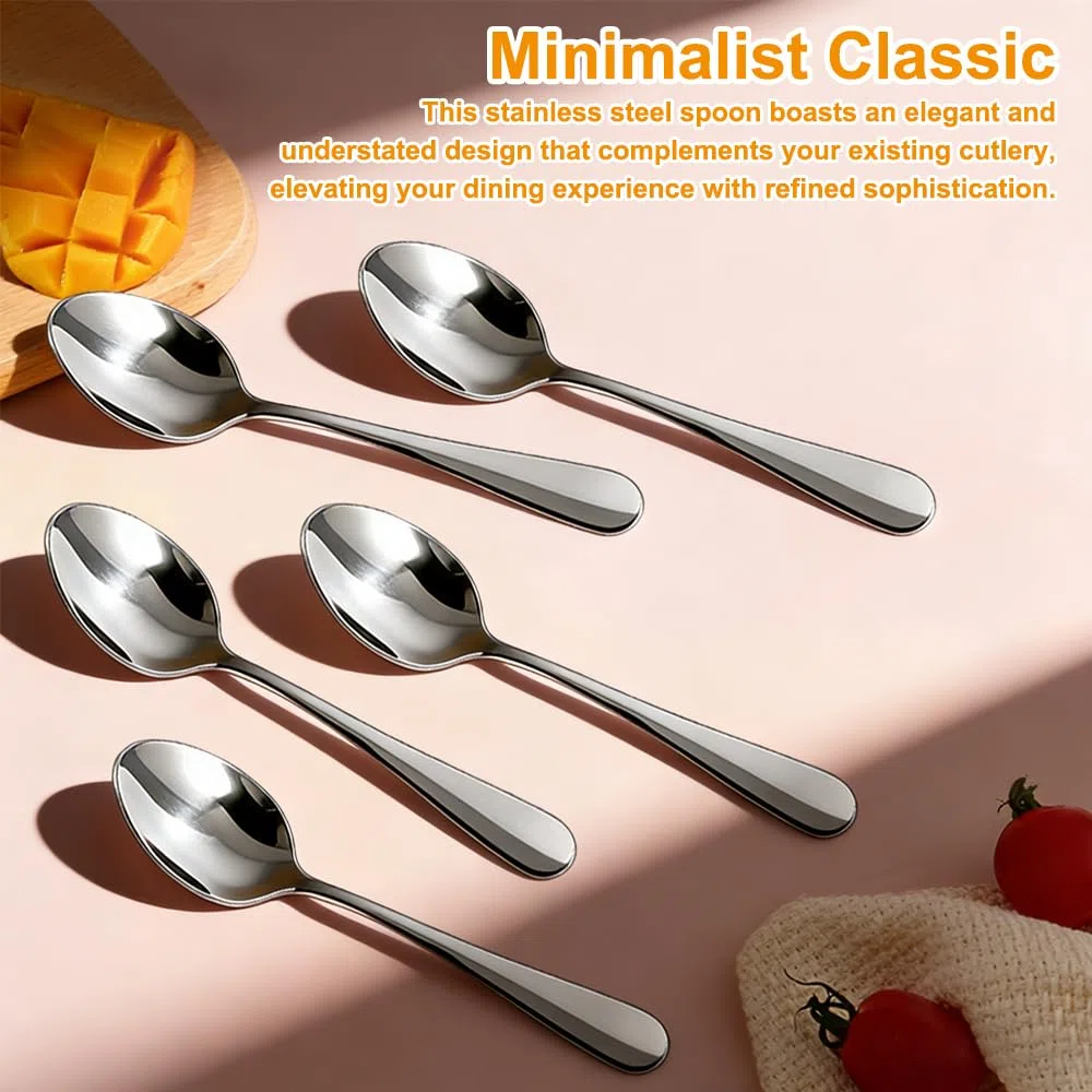 36 Piezas Cucharas de Postre, 13,8 cm Cucharillas Cafe, Cucharas Soperas, Cucharas de Acero Inoxidable, Cucharillas, Pulidas con Espejo, Resistente, para Té, Postre, Pastel, Postre y Ensalada, Plata