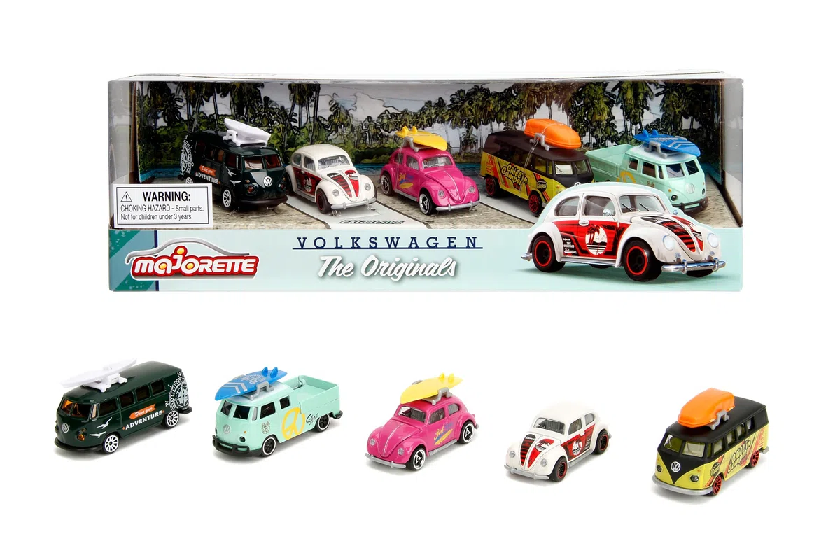 Majorette – Coches Premium Volkswagen The Originals con Partes en Metal, Escala 1:64, Con Licencia Oficial VW, Recibirás un set de 5 Vehículos VW (212055008)