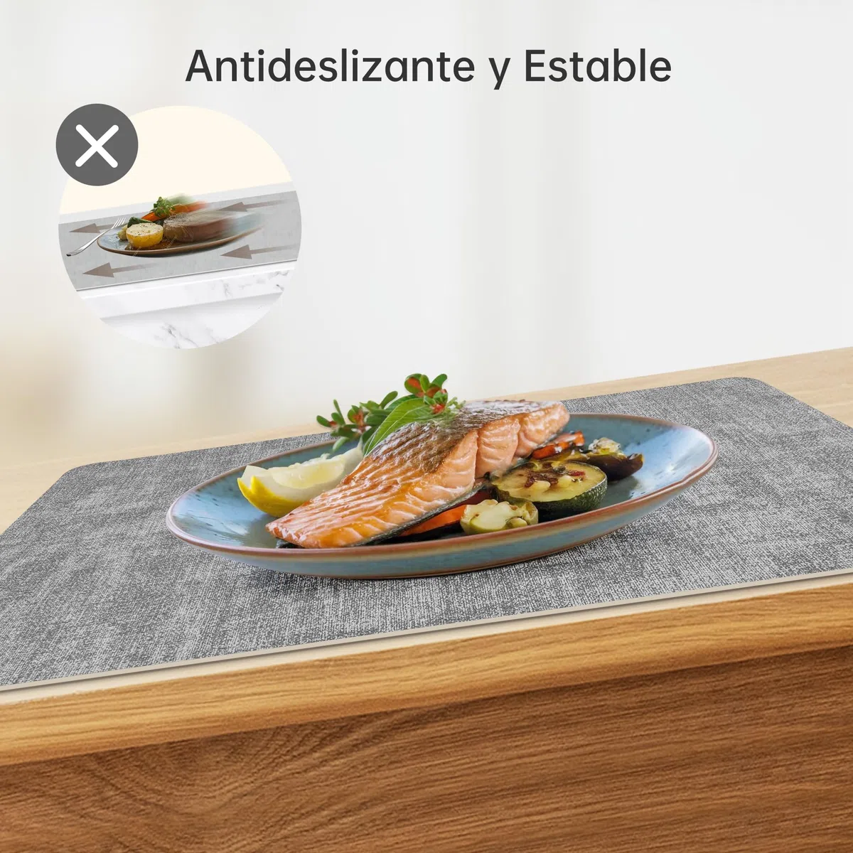 KitchenBoss Manteles Individuales Lavables: Juego de 6 Manteles Individuales Plastico y Posavasos | Doble Cara, Antideslizante, Resistentes al Calor | Salvamanteles Individuales Impermeables