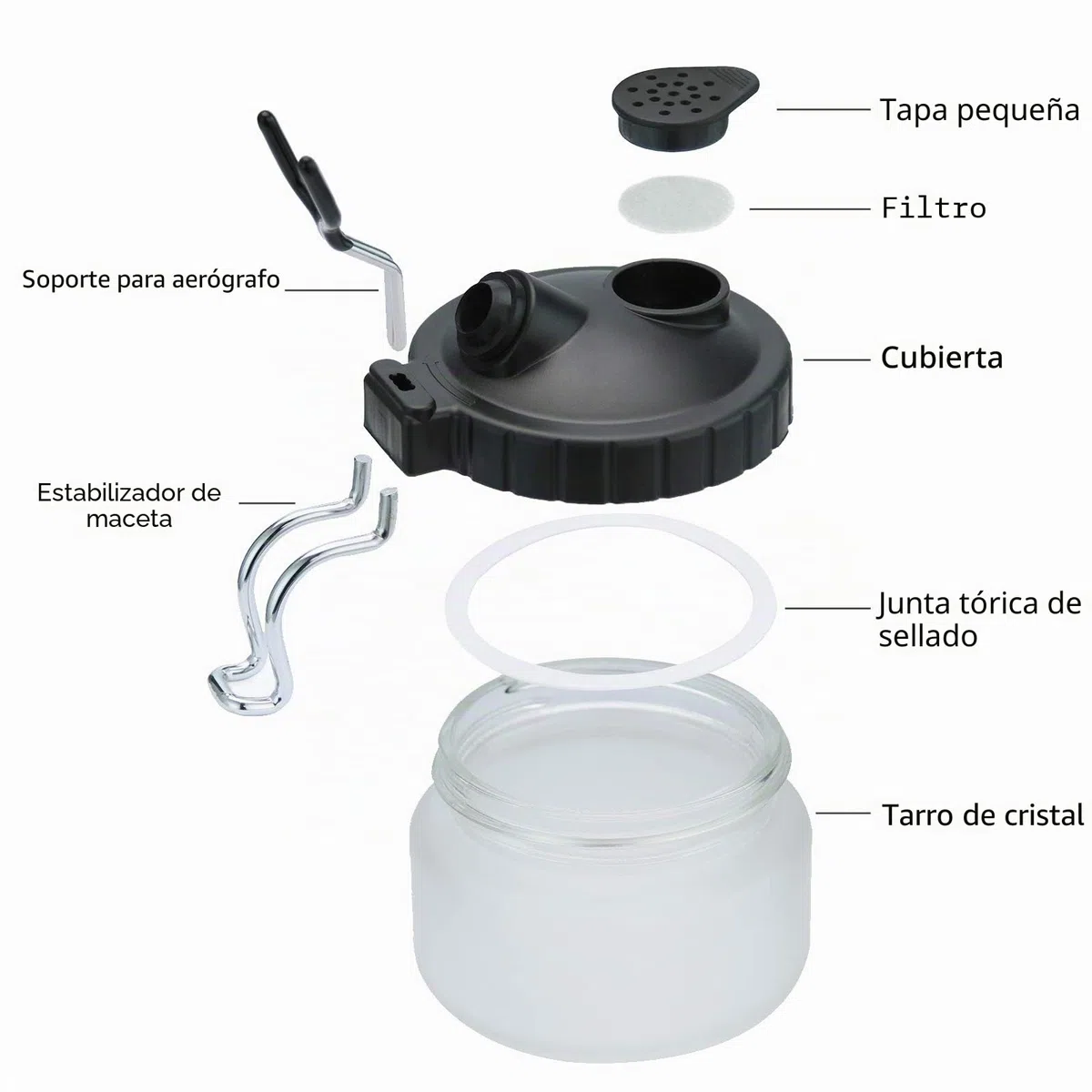 Kit de Limpieza de aerografo con cepillos de Limpieza, Agujas de Cepillo de Lavado, aerógrafo, Recipiente de Limpieza de Vidrio y Soporte