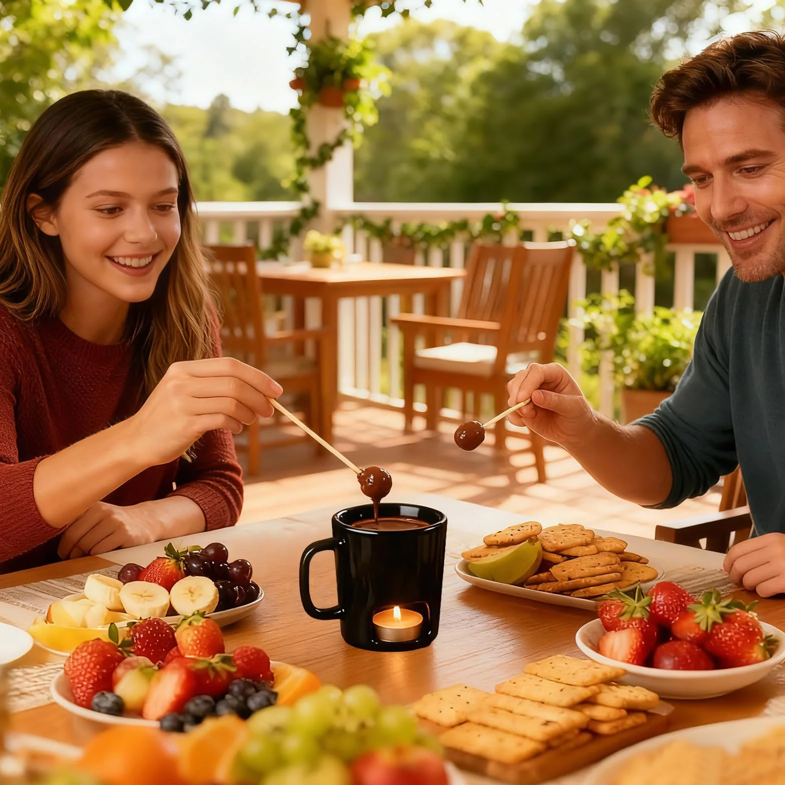 Fondue de cerámica de chocolate con vela de té, taza portátil resistente al calor de cerámica, calentador de queso y mantequilla, mini fondue para chocolate, queso y postres