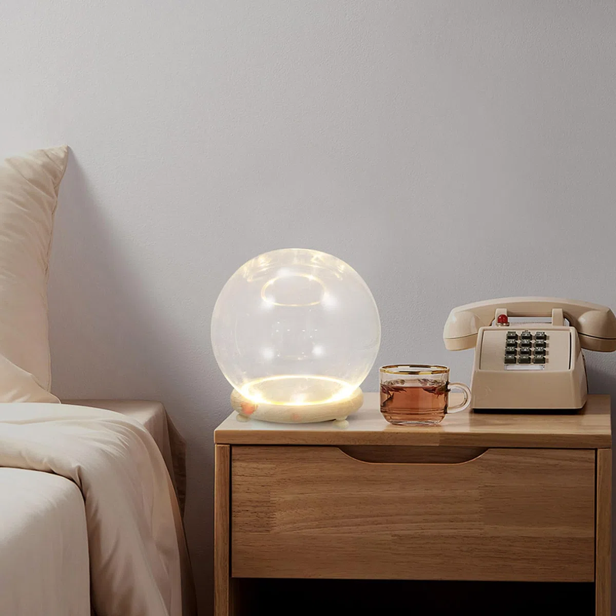 Cabilock Cúpula Cristal Base de Madera para Exhibir Flores Preservadas y Plantas Artificiales, Decoración Elegante Hogar o Obsequio Especial