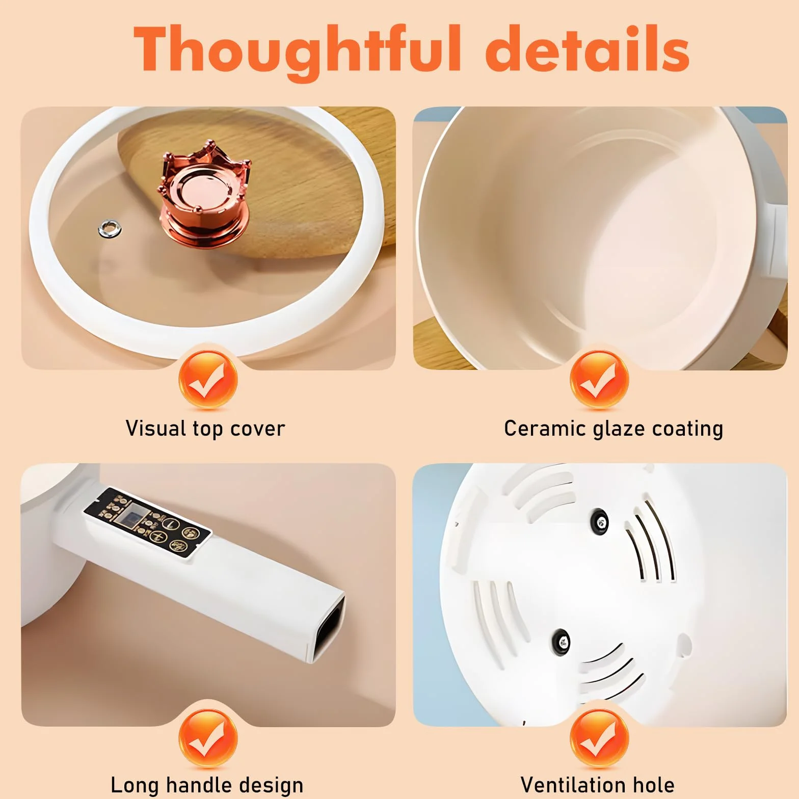 Olla eléctrica Hot Pot con vaporizador, Hot Pot eléctrico 1,6 L, mini multicocina antiadherente, mini sartén eléctrica antiadherente, función de temporizador, cocedor rápido de ramen para casa