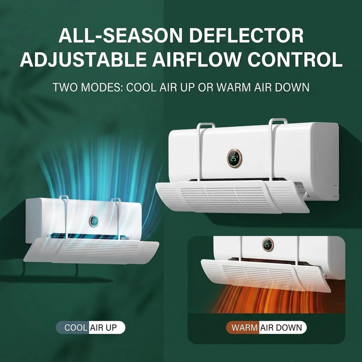 Deflector de viento de CA Deflector de ventilación de aire montado en la pared, de viento de aire acondicionado ajustable de 22-36 pulgadas para prevención de soplado directo, no incluye he