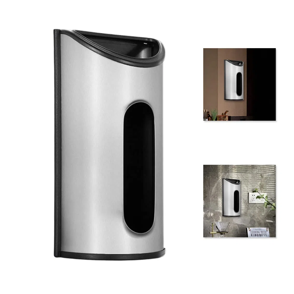 Dispensador de Bolsas de plástico, Soporte para Ahorro de Bolsas de comestibles montado en la Pared de Acero Inoxidable, 31x17x9cm, dispensador Portador