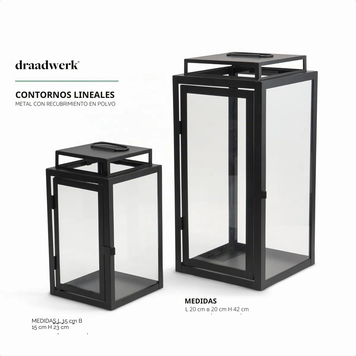 draadwerk Juego de farolillos grandes, decoración para interior y exterior (negro)