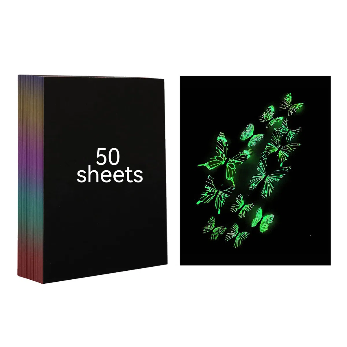 SCULPFUN 50 hojas de papel luminoso para rascar, 28 x 20,8 cm, papel fluorescente para rascar para el grabado láser creativo DIY