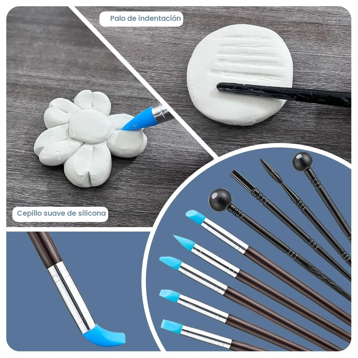 Kit de 29 Herramientas Arcilla Secado al Aire con Barniz Arcilla, Barniz Ceramica de Alto Brillo, Resistente a Rayones e Impermeable, Kit de Herramientas Ceramica para Esculpir, Modelar (brillante)