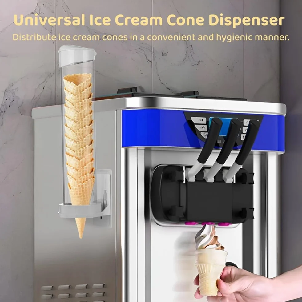 Dispensador de Conos de Helado, Soporte para Conos de Waffle, Tubo de Plástico para Almacenar Conos de Waffle con Placa Magnética y Placa Adhesiva.