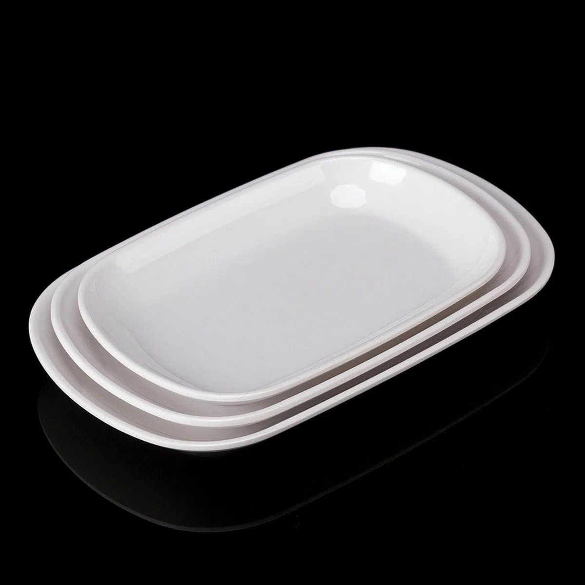 Bollos al vapor para desayuno, albóndigas, plato de fideos fritos, dim sum rectangular, plato frío, plato de aperitivo-1310 blanco de 10 pulgadas