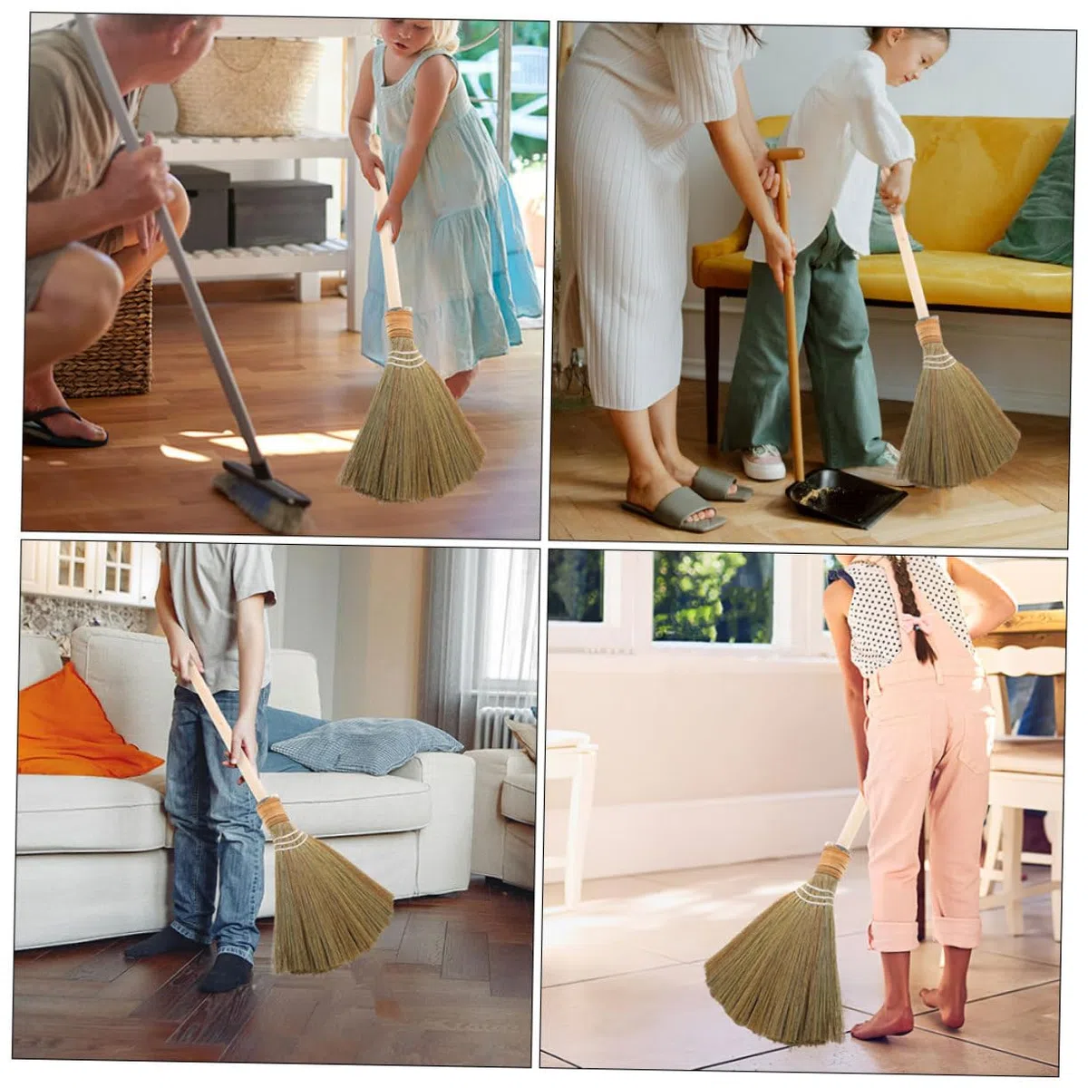 Escoba de Vietnamita con Mango de Madera Herramienta de Limpieza Natural para Interiores y Exteriores para Cocinas