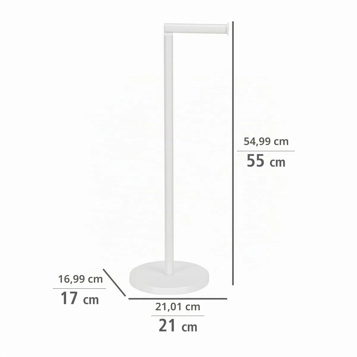 Wenko Portarrollos de pie 2 en 1 Blanco Mate, Acero, 21 x 55 x 17 cm, Blanco