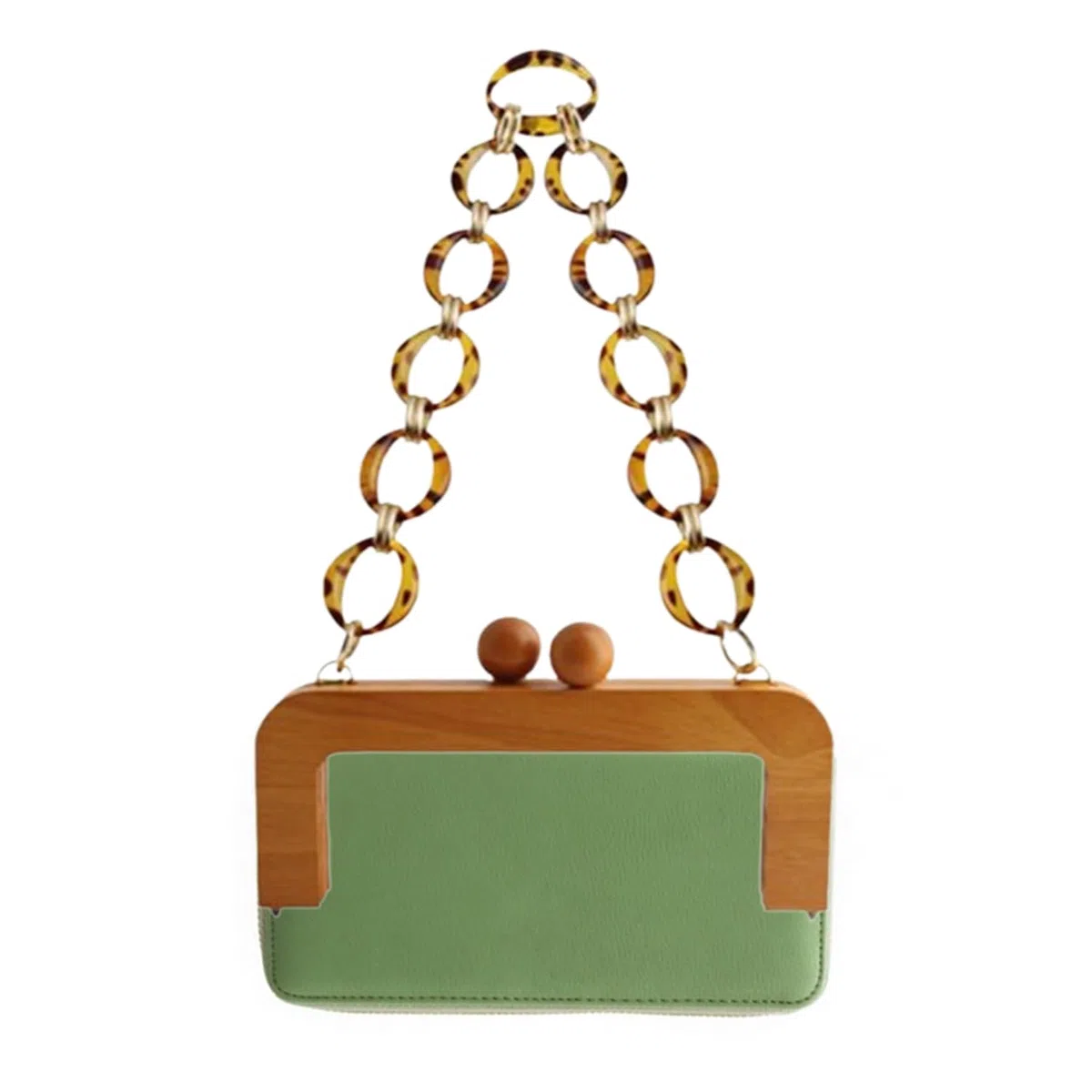 Cierre De Beso De Bola Grande De Madera, Asas Cuadrado De Madera Hechas a Mano, Cierres De Marco Para Bolso, Mango De Madera Para Bolsa Con Cadena Para Bolsas Pequeñas DIY