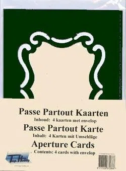 4 tarjetas de paspartú viktorianisch Color Verde Oscuro con blanco sobre